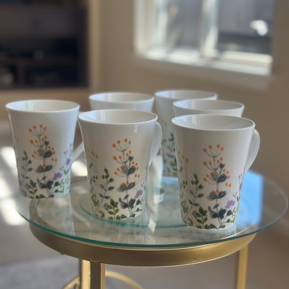Mikasa Other - Mikasa Tivoli Garden Bone China Mug Set – Botanical Leaf Pattern (Set of 6)